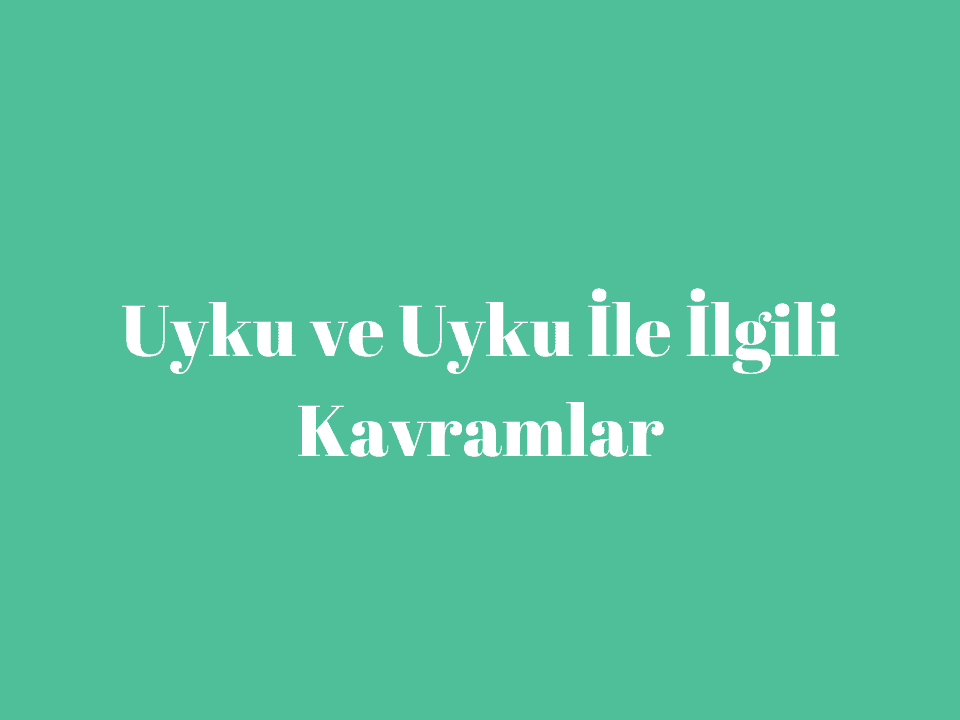 Uyku ve Uyku İle İlgili Kavramlar